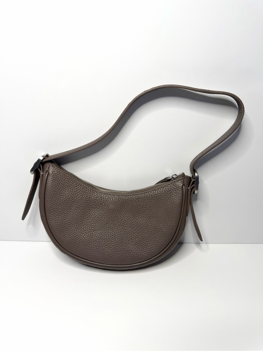 Quince Italian Leather Convertible Mini Crescent Shoulder Bag - Taupe - Picture 2 of 9